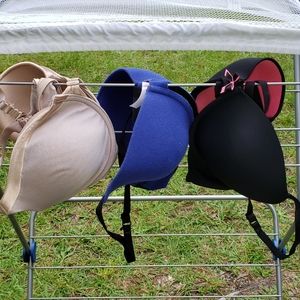 Lot of 3 bras. 1 front, 2 back closure underwire
